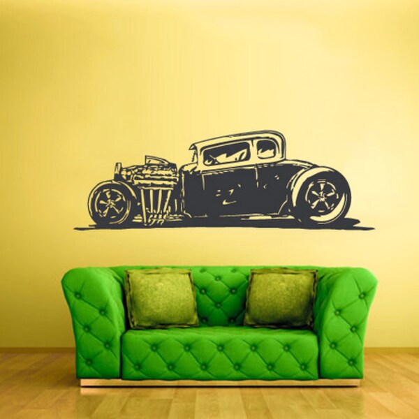 Hot Rod Wall Decal Muscle car Sticker decor Garage rvz2358