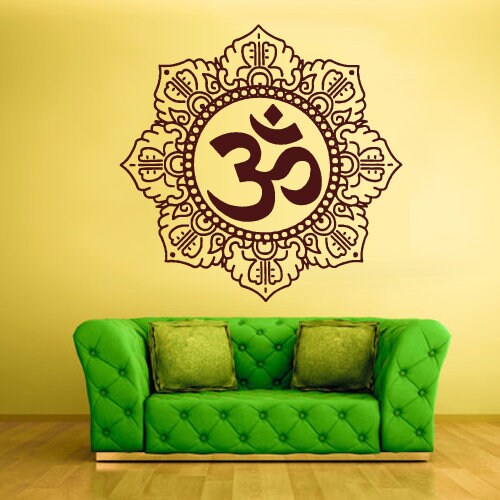 Om Mandala Flower Wall Decal Meditation Mandala Wall Art Etsy