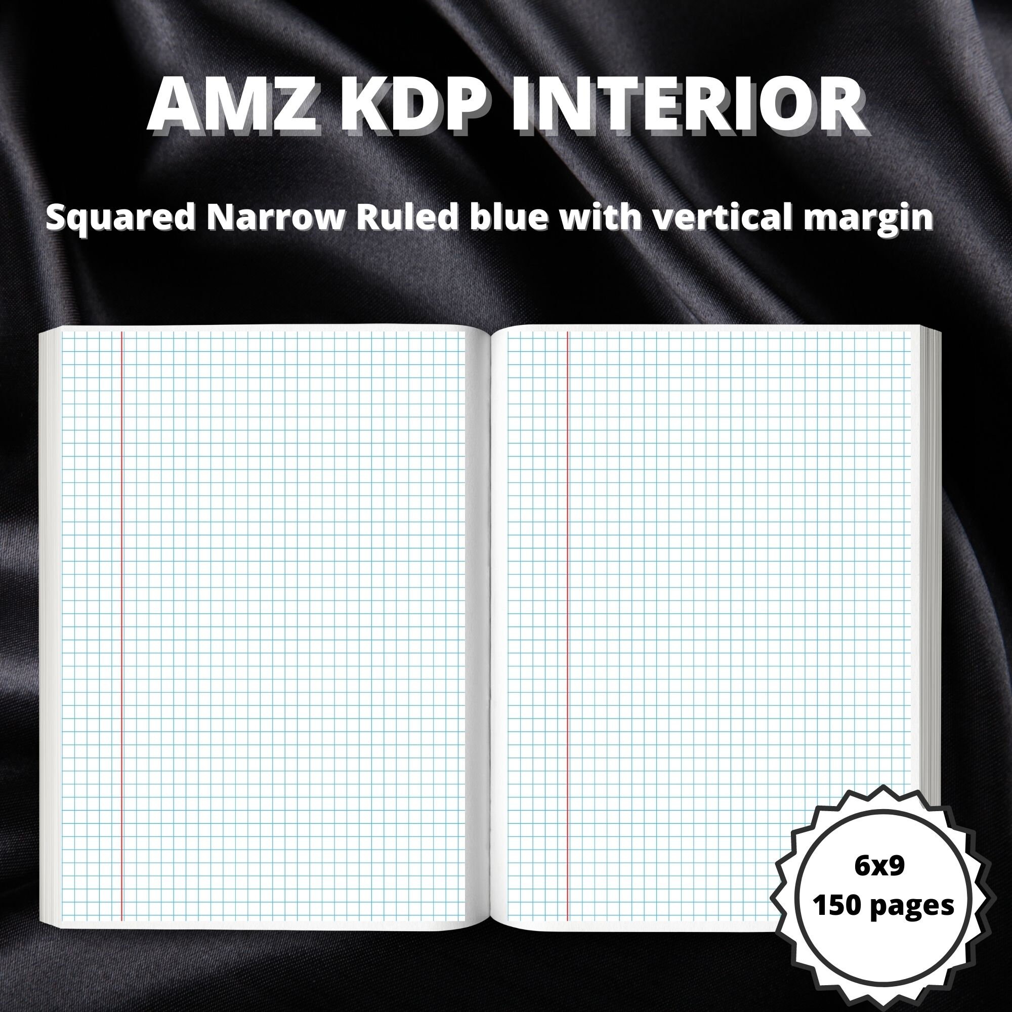 squared narrow ruled blue with red margin etsy