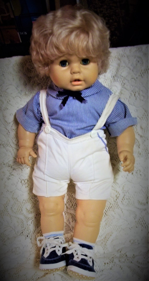 Vintage Life Size Softee Little Boy Baby Doll Blond Curly Etsy