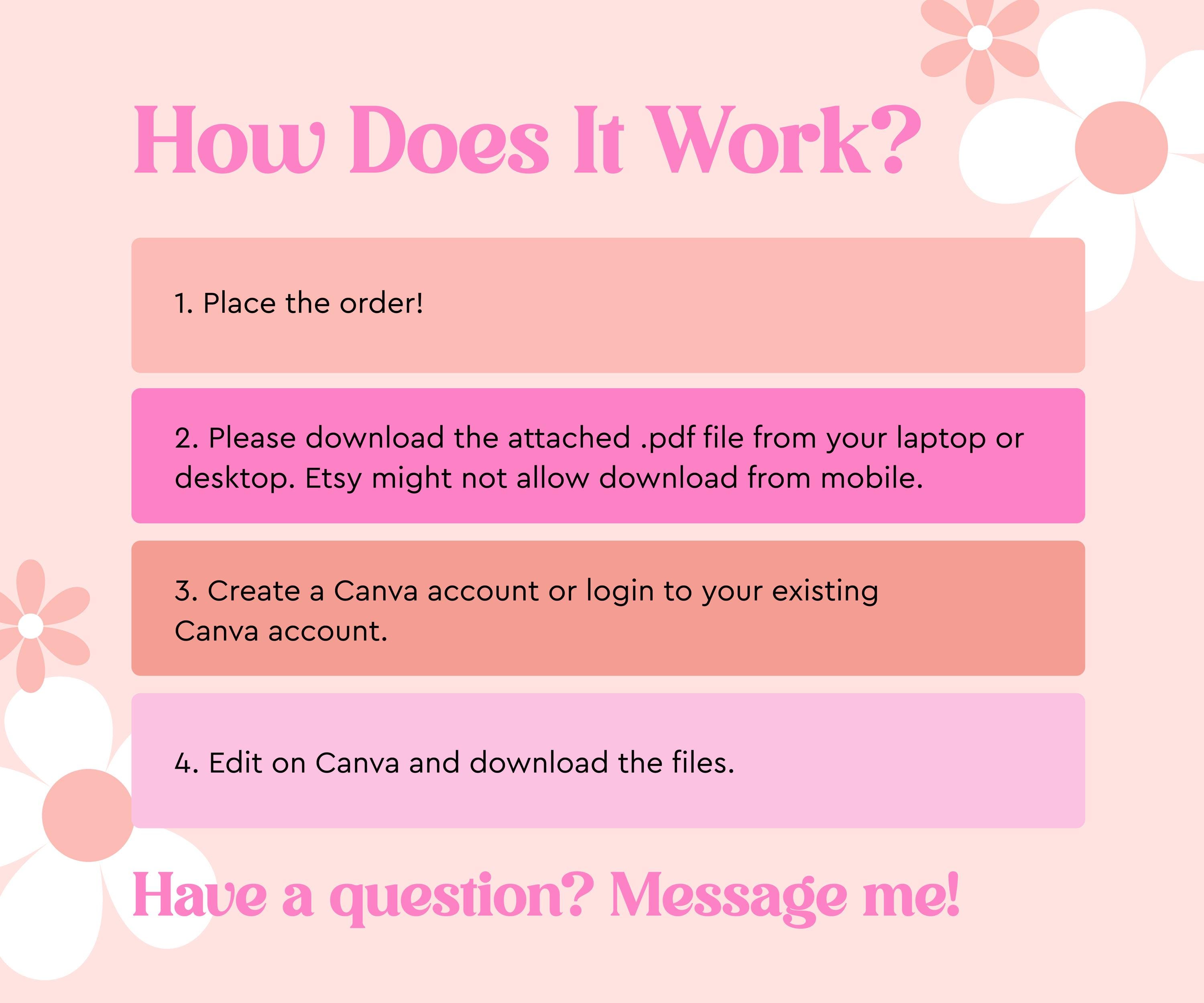 Retro Logo Design Editable Canva Template - Floral Logo With Pink ...