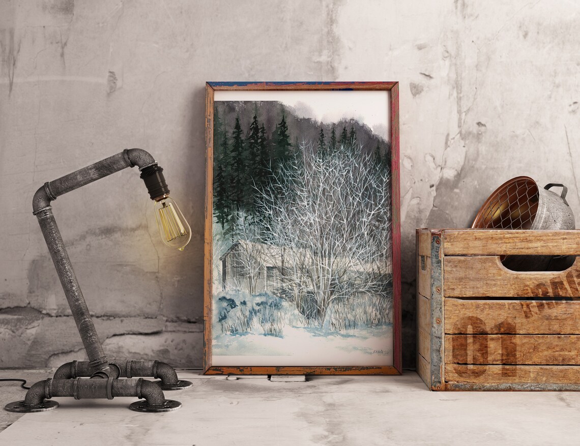 Frosted tree DIGITAL PRINT Frozen tree Printable wall art | Etsy