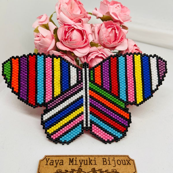 Broche Arciel papillon en perles Miyuki tissées à l'aiguille / pièce unique