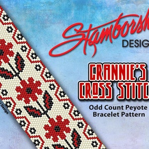 Grannie&#39;s Cross Stitch - Peyote bracelet PDF pattern - Odd Count peyote