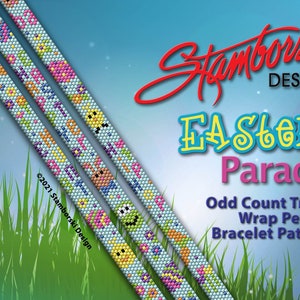 Easter Parade - Odd count peyote triple wrap pattern, peyote bracelet, PDF pattern