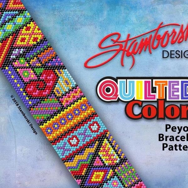 Quilted Colors  - Even count peyote bracelet, PDF pattern