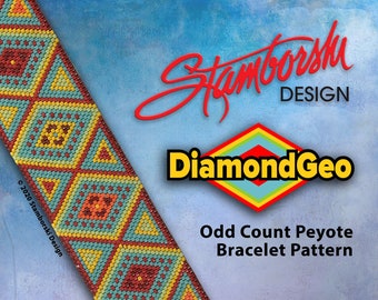 DiamondGeo! - Odd count, peyote stitch, bracelet PDF pattern