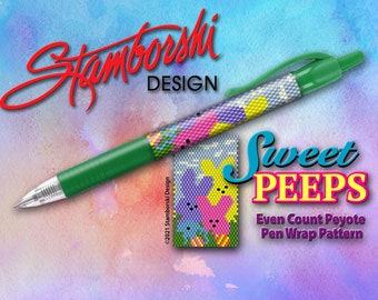 Sweet Peeps Pen Wrap - Even Count peyote pen wrap pattern/PDF pattern