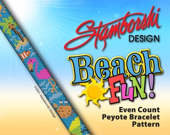 Beach Fun - Even count, peyote bracelet, PDF pattern