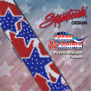 Stars & Stripes Forever - Even count peyote bracelet PDF pattern