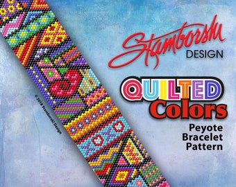 Quilted Colors  - Even count peyote bracelet, PDF pattern