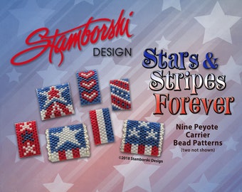 Stars & Stripes Forever - Peyote Carrier Bead patterns, pdf pattern