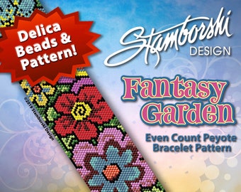 Fantasy Garden - Peyote Bracelet Kit, Includes: pattern, 14 colors of Delica beads