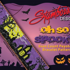 Oh So Spooky - Even count peyote Halloween bracelet, peyote stitch, PDF pattern