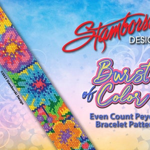 Burst of Color - Even count peyote bracelet PDF pattern