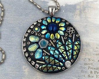 Bead Mosaic Pendant Necklace