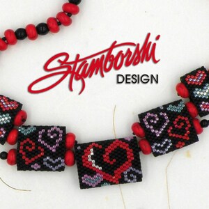Heart Peyote Carrier Bead Necklace Pattern – Valentine's Day PDF