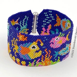 Quirky Fish Even count peyote bracelet, peyote stitch, PDF pattern image 2