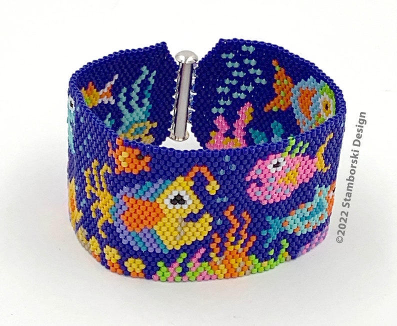 Quirky Fish Even count peyote bracelet, peyote stitch, PDF pattern image 2