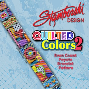 Colores Acolchados 2 - Pulsera de peyote de conteo impar, patrón en PDF