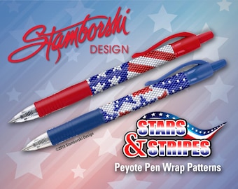 Stars and Stripes - Two peyote pen wrap patterns/PDF pattern
