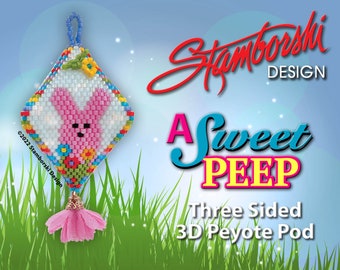 A Sweet Peep - 3D peyote pod, peyote stitch, PDF pattern