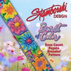 Burst of Color - Even count peyote bracelet PDF pattern