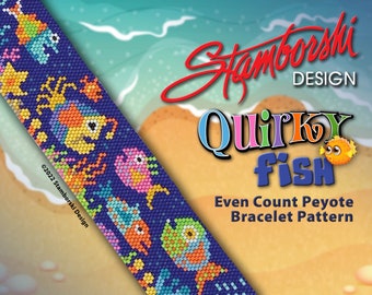Quirky Fish - Even count peyote bracelet, peyote stitch, PDF pattern