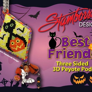Best Friends  - Halloween Peyote 3D pod, peyote stitch, PDF pattern