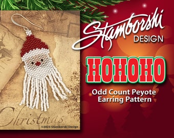 HOHOHO Santa Fringe Earrings  - Odd count or brick stitch earring patterns, PDF pattern