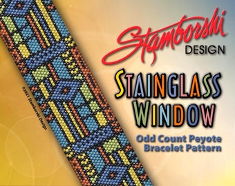 Stain Glass Window - Odd count peyote bracelet, peyote stitch, PDF pattern