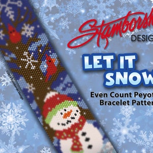 Let It Snow - Even count, peyote bracelet, PDF pattern