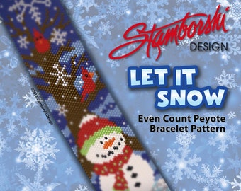 Let It Snow - Même compte, bracelet peyotl, patron PDF