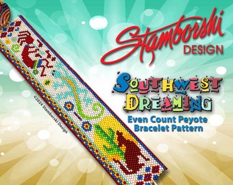 Southwest Dreams - Even count peyote pattern, peyote bracelet, PDF pattern