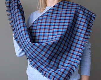 Halstuch kariert Damen Halstuch handgemacht Halstuch kariert Unisex Fransen