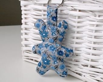 Keychain bear toy cotton handmade Rustic keychain floral bear handmade