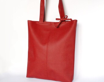 Red tote bag Minimalist handbag Shoulder bag red brick color handmade