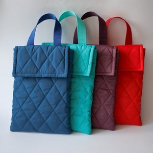 Handmade Blue Quilted iPad Case: Nylon Tablet Sleeve