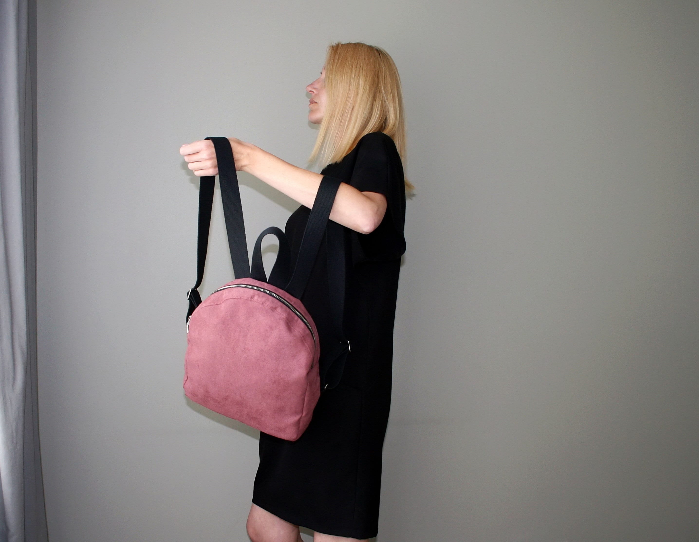 Pink backpack Small backpack Vegan pink rucksack women Etsy