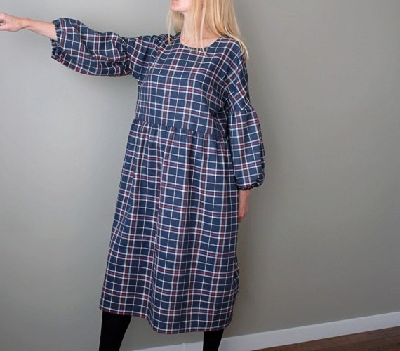 white christmas dresses Rogue Check Cotton Midi Shirt Dress | Disturbia main image 0