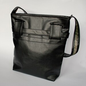 Black shoulder bag with gold ribbon Black gold hobo bag Black handbag image 4