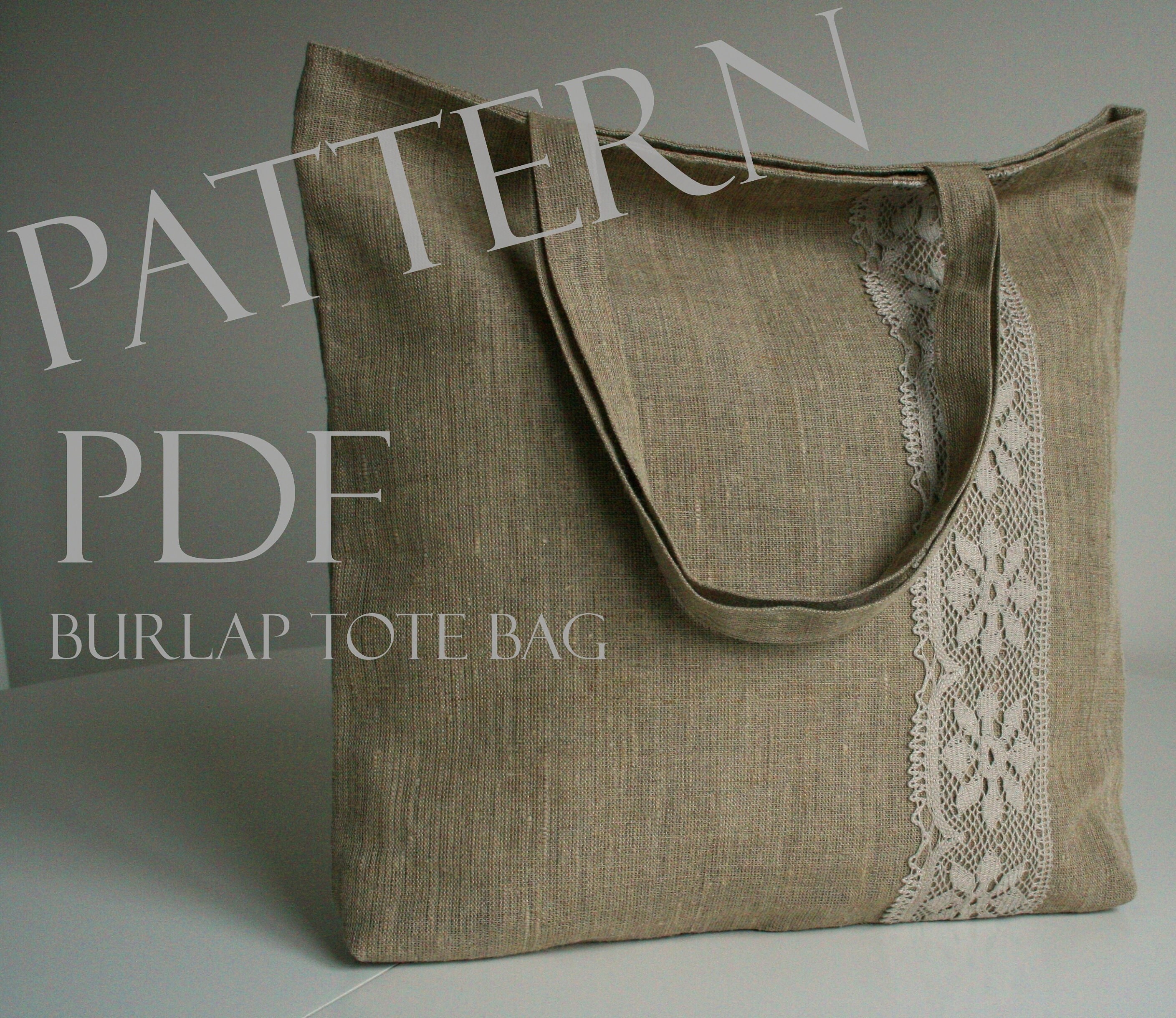 Pdf Burlap Tote Bag Pattern Cm Pdf Closed Stitch Sewing Etsy