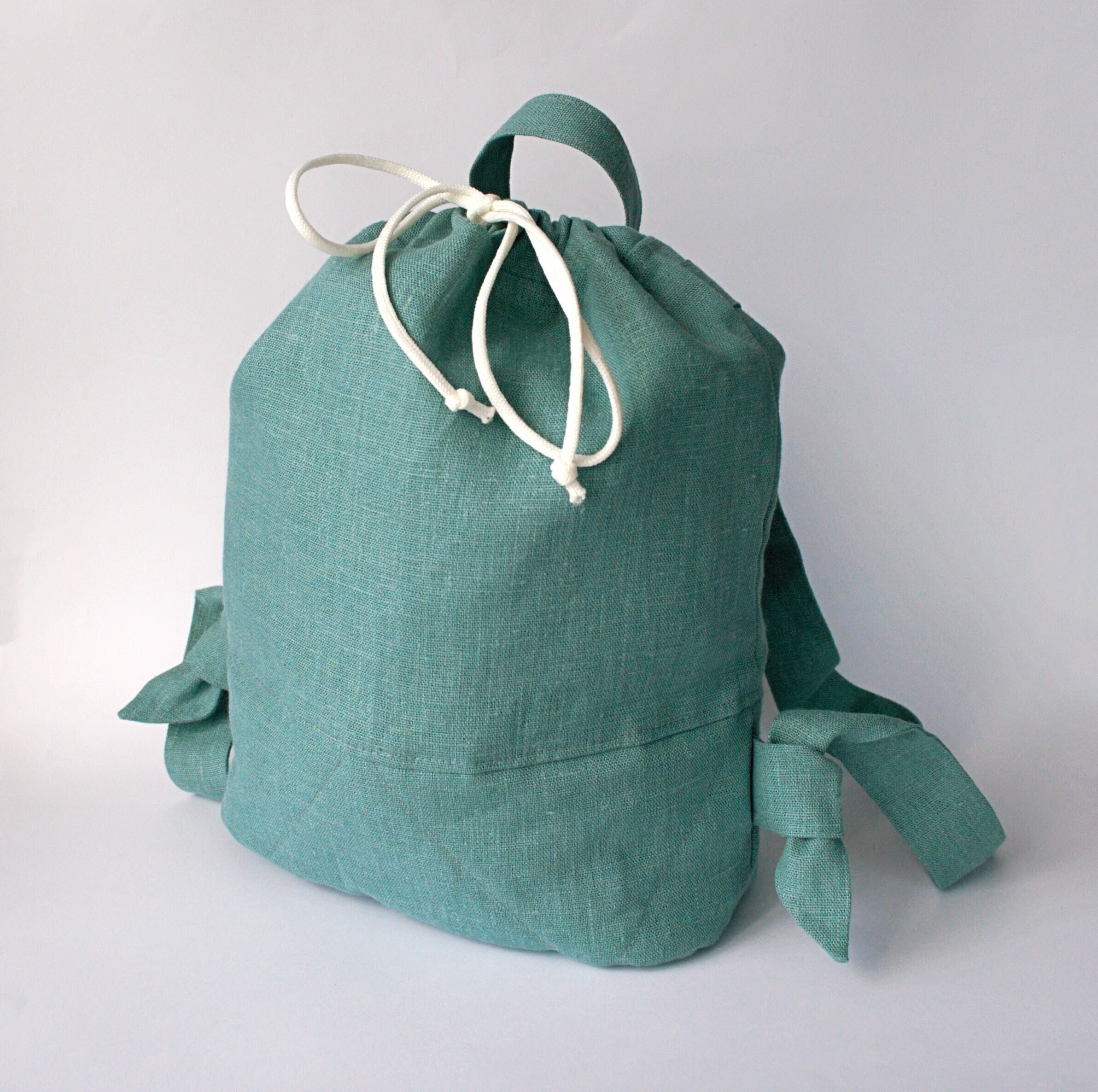 Mint Green Embroidered Fringe Drawstring Backpack Original Drawstring Backpack - Cotton | Vera Bradley main image 4