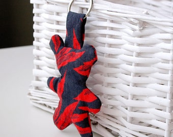 Summer mini bear charm linen handmade Keychain bear toy linen Small bear key fob handmade