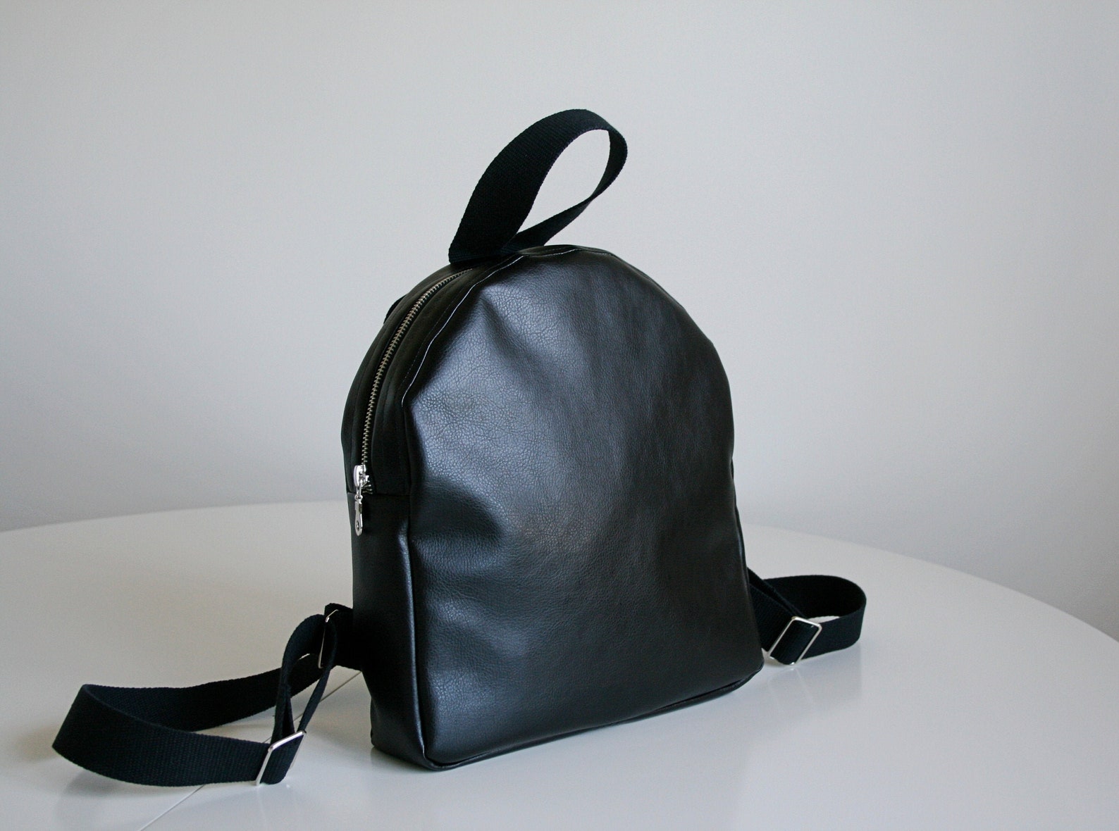 Black backpack Small backpack Vegan backpack Backpack Etsy