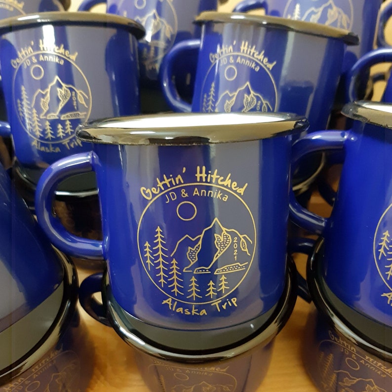 Custom Enamel Mug Logo Print Camping Mug Saying Cup Bridesmaid Gift Custom Enamel Tin Mug Coffee Personalized wholesale bulk promotional mug image 6