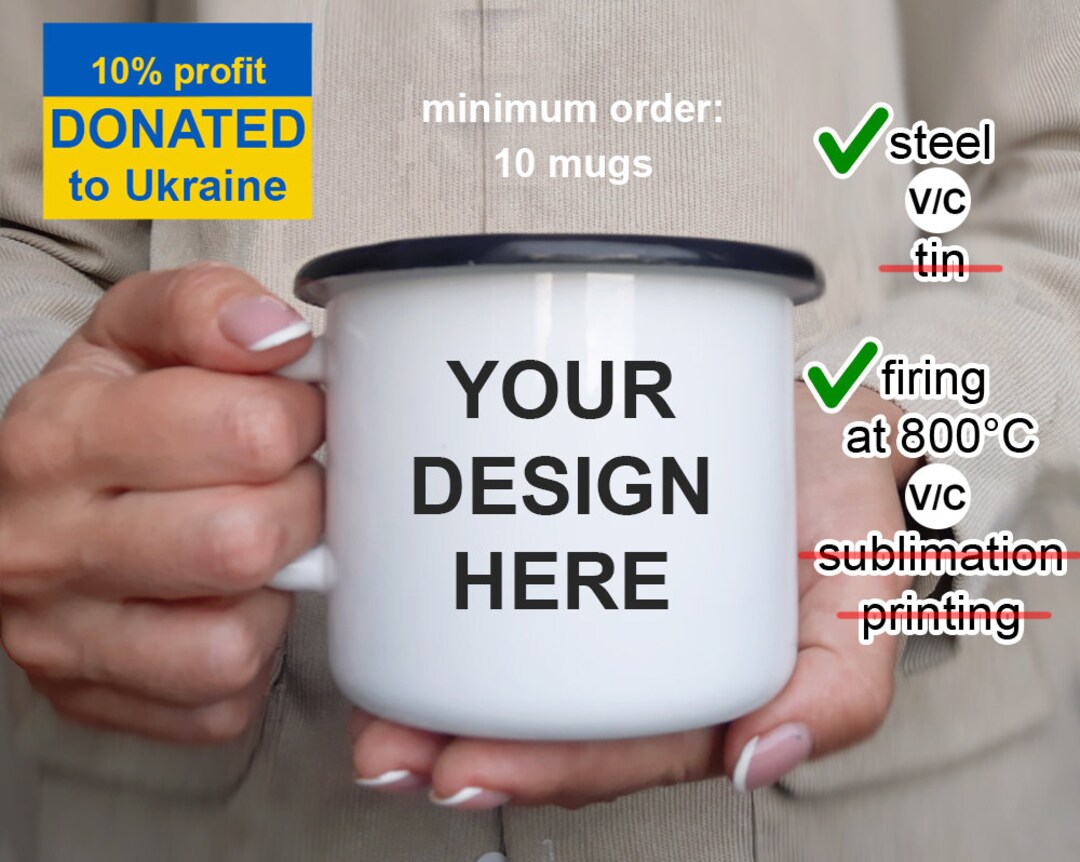 Custom Enamel Mug Logo Print Camping Mug Saying Cup Bridesmaid Etsy