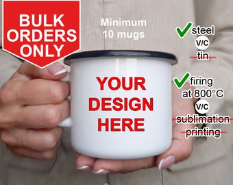 Custom Enamel Mug Logo Print Camping Mug Saying Cup Bridesmaid Gift Custom Enamel Tin Mug Coffee Personalized wholesale bulk promotional mug