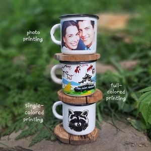 Custom Enamel Mug Logo Print Camping Mug Saying Cup Bridesmaid Gift Custom Enamel Tin Mug Coffee Personalized wholesale bulk promotional mug image 4