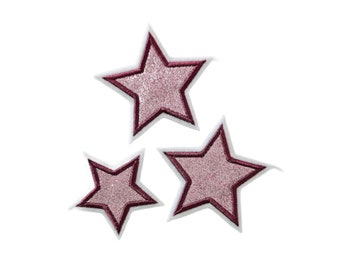 Glitter stars, patches in different colors and three sizes